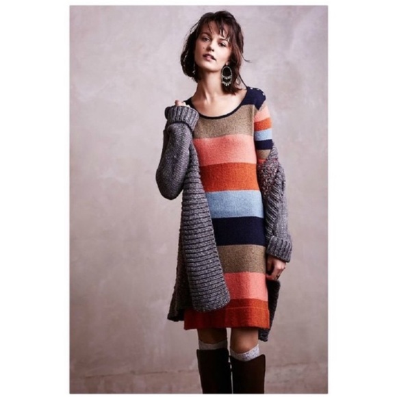 SOLD M Isabella Sinclair Anthro Colorstack Long Sleeve Striped Sweater Dress - Picture 9 of 9